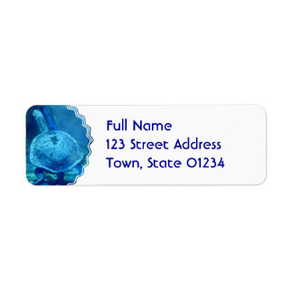 Schildpad zwemmen onderwater mailing label