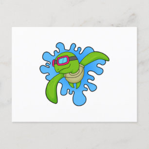 Schildpad Zwemmen Zwembril Briefkaart