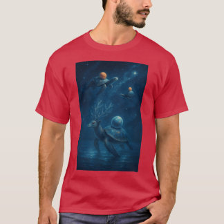 Schildpadden die planeet dragen door sterrenlichte t-shirt
