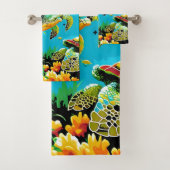 Schildpadden in het zee bad handdoek (Insitu)