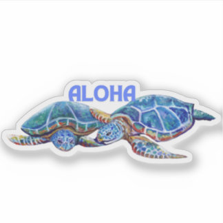 Schildpadden knuffelen Aloha Hawaiian Sticker