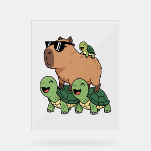 Schildpadden rijden Capybara, Grappig Capybara Acryl Bord