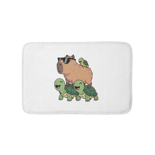 Schildpadden rijden Capybara, Grappig Capybara Badmat (Voorkant)