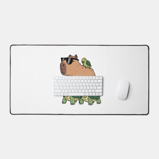 Schildpadden rijden Capybara, Grappig Capybara Bureaumat (Keyboard & Muis)