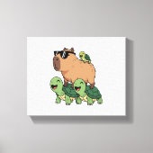 Schildpadden rijden Capybara, Grappig Capybara Canvas Afdruk (Voorkant)
