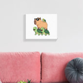 Schildpadden rijden Capybara, Grappig Capybara Canvas Afdruk (Insitu (Woonkamer))
