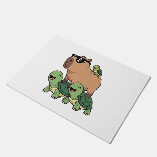 Schildpadden rijden Capybara, Grappig Capybara Deurmat (Schuin)