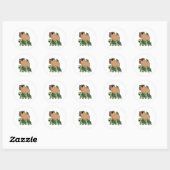 Schildpadden rijden Capybara, Grappig Capybara Ronde Sticker (Vel)