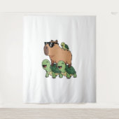Schildpadden rijden Capybara, Grappig Capybara Wandkleed (Voorkant)