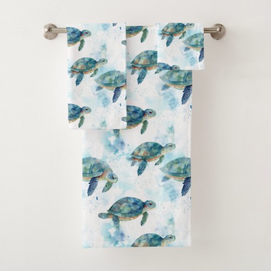 Schildpadden Watercolor Patroon Bad Handdoek (Insitu)