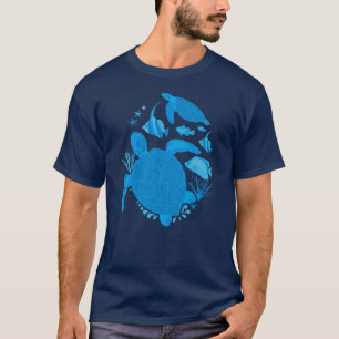 Schildpadden zwemmen onder water met vissen t-shirt