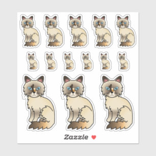 Schildpadkat Birmaanse / Ragdoll Cute Cartoon Katt Sticker