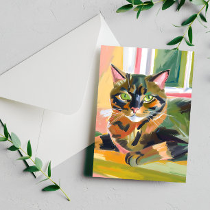 Schildpadkat Schilderij van een mooie kat Briefkaart