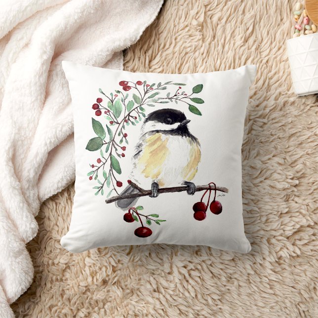 Schildpadkunst Kussen (Chickadee Painted Art Throw Pillow from Jenn's Emporium. )