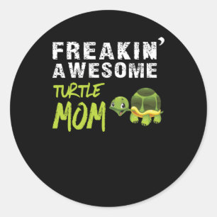 schildpadliefhebber   Freakin 'A Wesome Turlte Mom Ronde Sticker