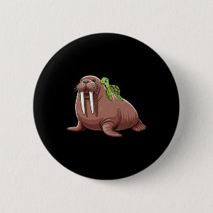 Schildpadrijdende Walrus Kostuum Zee Dierenliefheb Ronde Button 5,7 Cm
