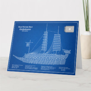 Schildpadschip Geobukseon - Schip Blauwdruk ABD Bedankkaart