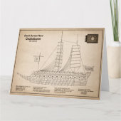 Schildpadschip Geobukseon - Schip Blauwdruk SD Bedankkaart (Voorkant)