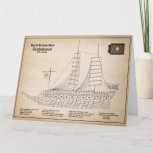 Schildpadschip Geobukseon - Schip Blauwdruk SD Bedankkaart