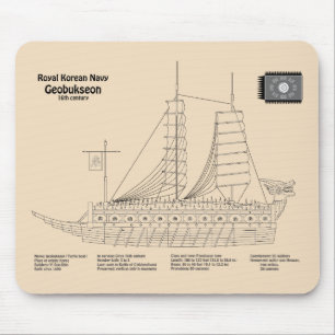 Schildpadschip Geobukseon - Schip Blauwdruk SD Muismat
