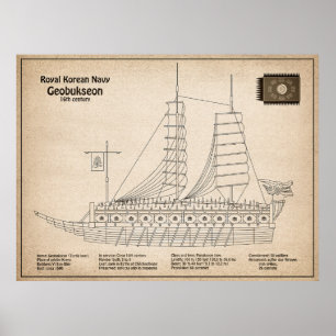 Schildpadschip Geobukseon - Schip Blauwdruk SD Poster