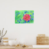 Schildroze Gerbera Daisy Waterverf Art Poster (Keuken)