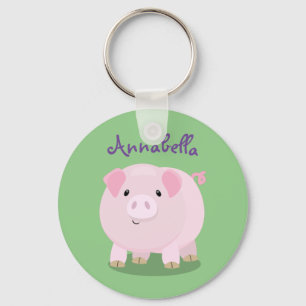 Schildroze miniatuur cartoon afbeelding sleutelhanger