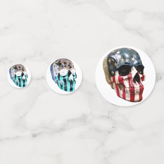 Schildschedel op tafel confetti (Achterkanten)