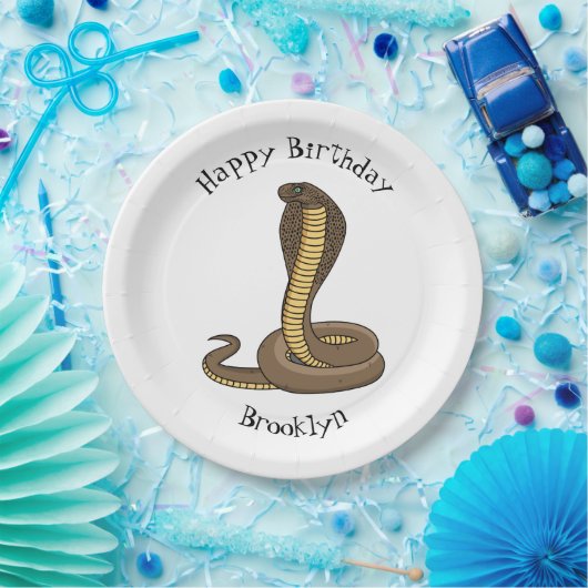 Schildslang met bruine cobra papieren bordje (Feest)