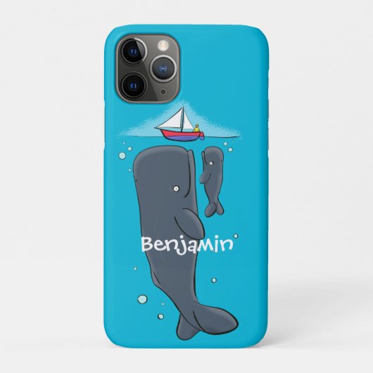 Schildwalvissen en cartoon van zeilboten Case-Mate iPhone case (Achterkant)