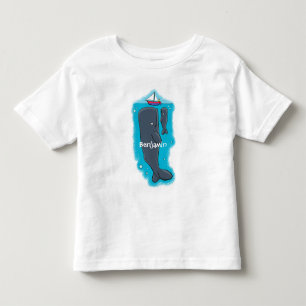 Schildwalvissen en cartoon van zeilboten kinder shirts