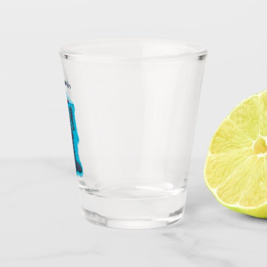 Schildwalvissen en cartoon van zeilboten shot glas (Rechts)