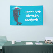 Schildwalvissen en cartoon van zeilboten spandoek (Beurs)