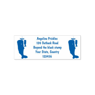 Schildwalvissen en cartoon van zeilboten  zelfinktende stempel