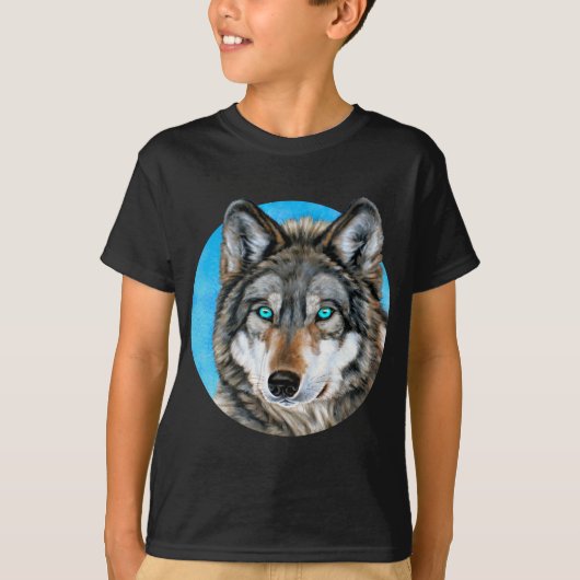 Schildwolf (blauwe ogen) t-shirt (Voorkant)