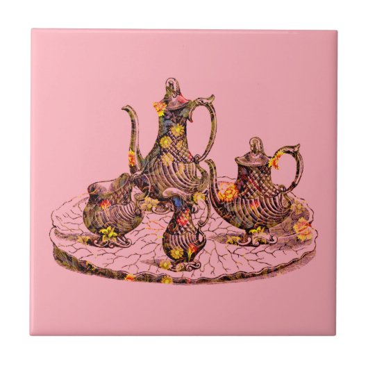  schilfers op roze decoratieve tegels tegeltje (Voorkant)