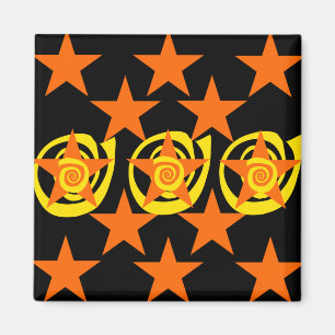 Schimmelachtig Oranje- en zwarte-sterrenpatroon Magneet
