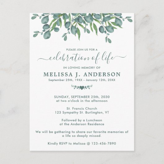 Schimmelbekering van het leven van de Grieks Eucal Uitnodiging Briefkaart (Voorkant)