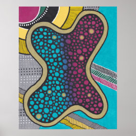 Schimmelige heldere amoeba, gekke doodle, originel poster