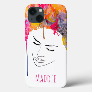Schimmelkleurige regenboogdame kunst iPhone 13 hoesje