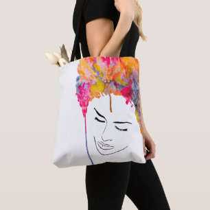 Schimmelkleurige regenboogdame kunst draagtas