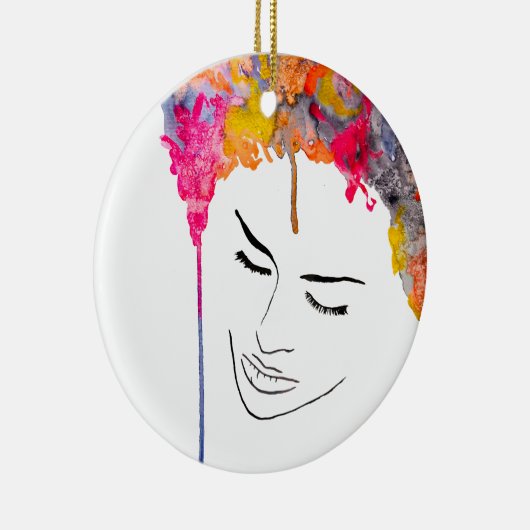 Schimmelkleurige regenboogdame kunst keramisch ornament (Rechts)