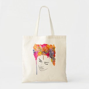 Schimmelkleurige regenboogdame kunst tote bag