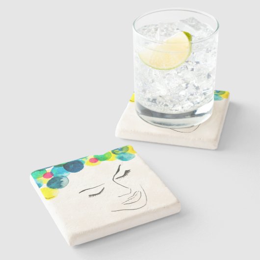 Schimmelkleurige waterverf stenen onderzetter (Zijkant)