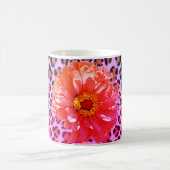 Schimmelroze en oranje floraal met luipaard koffiemok (Center)