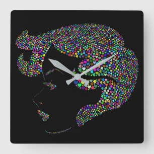 Schimmelschoenen met kleurrijke zomerse teenslippe vierkante klok