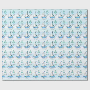 Schip Ahoy, het is een jongen! baby shower Blue Sa Cadeaupapier