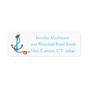 Schip Anchor Nautical Love - Blue Turquoise Etiket