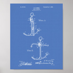 Schip-anker 1902 Patent Art Blueprint Poster