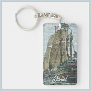 Schip Blauw Groen Wanderlust Thema Sleutelhanger